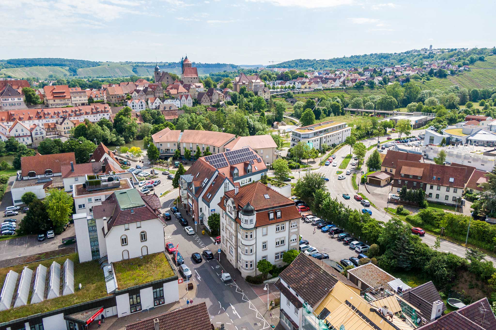 Drohnenaufnahme Besigheim weißes Haus Besigheim